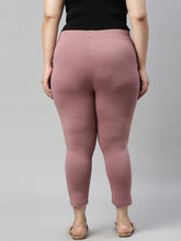 Load image into Gallery viewer, Go Colors Dusty Voilet Cotton Stretch Cropped Leggings
