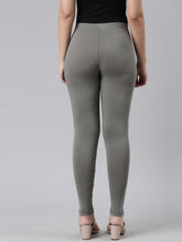 Load image into Gallery viewer, Go Colors Medium Grey Cotton Stretch Ankle Length Leggings
