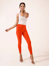 Load image into Gallery viewer, Go Colors Orange Cotton Stretch Ankle Length Leggings
