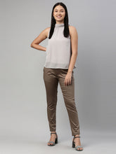 Load image into Gallery viewer, Go Colors Khaki Woven Cotton Stretch Treggings

