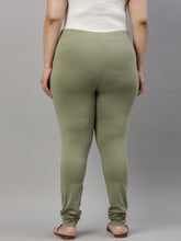 Load image into Gallery viewer, Go Colors Dusty Green Cotton Stretch Churidar
