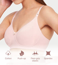 Load image into Gallery viewer, Enamor Comfort Shaper with Plush Side Shaper Panel Women's Cotton Everyday T-Shirt Bra - Detachable Straps, Non Padded, Wirefree, High Coverage - A055 (Pearl)
