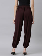 Load image into Gallery viewer, Go Colors Dark Wine Viscose Stretch Harems
