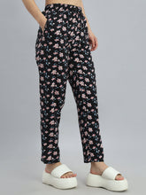 Load image into Gallery viewer, Go Colors Black Woven Viscose Printed Lounge Pants
