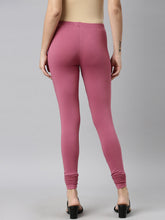 Load image into Gallery viewer, Go Colors Light Wine Cotton Stretch Ankle Length Leggings
