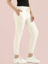 Load image into Gallery viewer, Go Colors Cream Cotton Poly Stretch Cuffed Joggers
