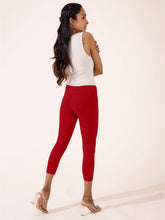 Load image into Gallery viewer, Go Colors Light Maroon Cotton Stretch Cropped Leggings
