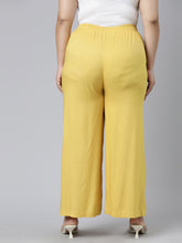 Load image into Gallery viewer, Go Colors Light Mustard Woven Viscose Basic Palazzo
