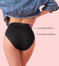 Load image into Gallery viewer, Enamor CW01 Cotton Classic, All Day Comfort, High Waist Brief - Breathable, Antimicrobial with Stain Release, Outer Brushed Wide Elastic, Full Coverage -  Pack of 1 (Jet Black)
