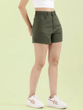 Load image into Gallery viewer, Go Colors Olive Green Cotton Twill Shorts
