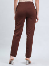 Load image into Gallery viewer, Go Colors Dark Brown Cotton Stretch Kurti Pants
