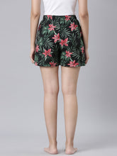 Load image into Gallery viewer, Go Colors Black Woven Viscose Printed Lounge Shorts

