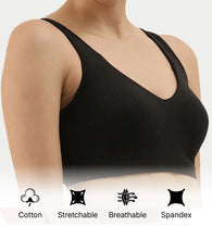 Load image into Gallery viewer, Enamor Easy Slip-On and Back Keyhole Women's Cotton Everyday Beginner's Bra - Padded, Wirefree, Full Coverage - A106 (Black)

