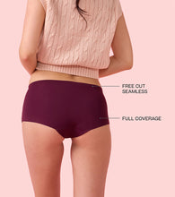 Load image into Gallery viewer, Enamor PS40 Innovations Invisi, All Day Comfort, Mid Waist Boyshorts Panty for Women - No Visible Panty Lines, Breathable, Sweat wicking, Free Cut, Full Coverage -  Pack of 1 (Grape Wine)
