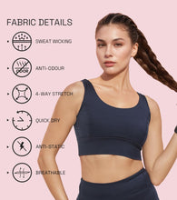 Load image into Gallery viewer, Enamor Sleeveless Crew Neck Crop length Pull On Sports Bra For Women - Hugged Fit, Cut Away Back Detail - A206 (Navy)
