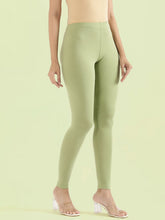 Load image into Gallery viewer, Go Colors Pastel Green Cotton Stretch Ankle Length Leggings
