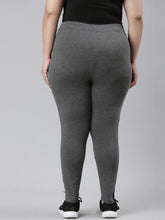 Load image into Gallery viewer, Go Colors Antra Melanges Cotton Stretch Side Stripes Active Leggings
