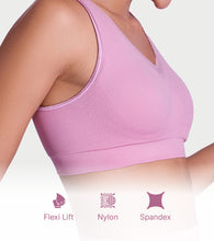 Load image into Gallery viewer, Enamor Innovations Flexifree ,Plunge, Ultra Comfort Women's  Bralette - No-pinch,no-dig,360 Degree Flex, Seamless lift,Fixed cup, Padded, Wirefree, High Coverage  - F137 (Orchid Smoke)
