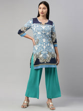 Load image into Gallery viewer, Go Colors Peacock Green Viscose Knit Palazzo
