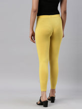 Load image into Gallery viewer, Go Colors Light Lime Cotton Stretch Ankle Length Leggings

