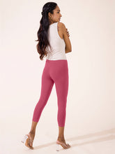 Load image into Gallery viewer, Go Colors Light Wine Cotton Stretch Cropped Leggings
