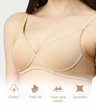 Load image into Gallery viewer, Enamor Supima Cotton Women's Plunge Lift Everyday T-Shirt Bra - Extra Comfort, Padded, Wirefree, Medium Coverage - A039 (Skin)

