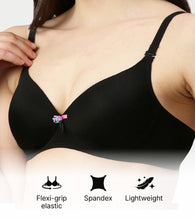 Load image into Gallery viewer, Enamor Women's Perfect Plunge Lift T-Shirt Bra - Detachable Straps, Lightly Padded, Wirefree, Medium Coverage - F023 (Black)
