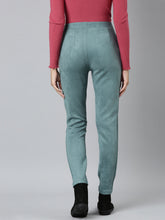 Load image into Gallery viewer, Go Colors Ocean Green Poly Stretch Suede Tregging
