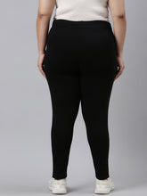 Load image into Gallery viewer, Go Colors Black Cotton Stretch Side Stripes Active Leggings
