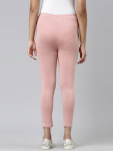 Load image into Gallery viewer, Go Colors Baby Pink Cotton Stretch  Cropped Leggings
