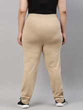 Load image into Gallery viewer, Go Colors Beige Cotton Stretch Side Stripes Track Pant
