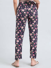 Load image into Gallery viewer, Go Colors Navy Cotton Knit Printed Lounge Pants
