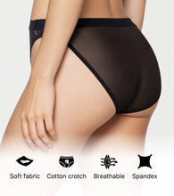 Load image into Gallery viewer, Enamor Lit String Bikini for Women Low Waist, Lace Front, Mesh Back - SMP02 (Black)
