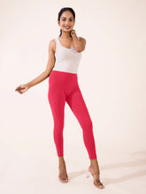 Load image into Gallery viewer, Go Colors Medium Pink Cotton Stretch Ankle Length Leggings
