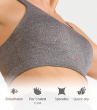 Load image into Gallery viewer, Enamor Innovations Fab-fresh Breathable cup, Women's High Impact Sports Bra - Convertible, Padded, Wirefree, Full Coverage - SB18 (Grey Melange)
