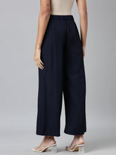 Load image into Gallery viewer, Go Colors Navy Crepe Wide Trouser
