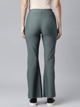Load image into Gallery viewer, Go Colors Olive Green Nylon Stretch Bell Bottom
