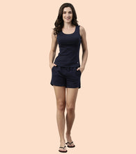 Load image into Gallery viewer, Enamor Sleeveless Scoop Neck Regular Length Tank Top For Women - Relaxed Fit, Soft and Breathable Cotton - E025 (Navy)

