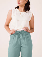 Load image into Gallery viewer, Go Colors Ocean Green Woven Viscose Casual Pants
