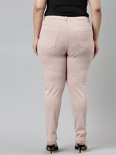 Load image into Gallery viewer, Go Colors Medium Pink Cotton Poly Stretch Stripes Printed Jeggings
