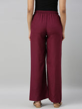 Load image into Gallery viewer, Go Colors Medium Violet Viscose Blend Linen Palazzos
