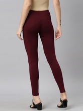 Load image into Gallery viewer, Go Colors Bright Maroon Cotton Stretch Ankle Length Leggings
