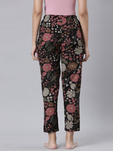 Load image into Gallery viewer, Go Colors Black Woven Viscose Printed Lounge Pants
