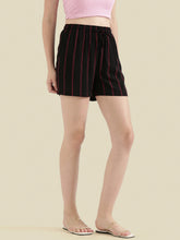 Load image into Gallery viewer, Go Colors Black Woven Viscose Printed Lounge Shorts
