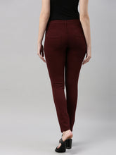 Load image into Gallery viewer, Go Colors Maroon Cotton Polyester Super Stretch Jeggings
