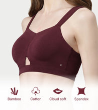 Load image into Gallery viewer, Enamor Innovations Cloudsoft Invisi Bonded Neck Women's Everyday Cotton Minimizer Bra -  Padded, Wirefree, Full Coverage - A064 (Available in Plus Sizes) (Grape Wine)

