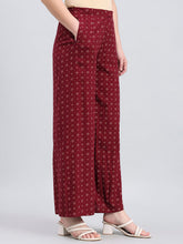 Load image into Gallery viewer, Go Colors Maroon Woven Viscose Printed Palazzo
