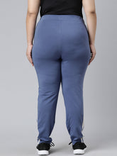 Load image into Gallery viewer, Go Colors Jeans Blue Cotton Stretch Side Stripes Track Pant
