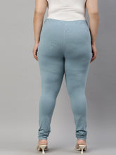 Load image into Gallery viewer, Go Colors Dusty Blue Cotton Stretch Churidar
