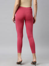 Load image into Gallery viewer, Go Colors Rusty Rose Cotton Stretch Cropped Leggings
